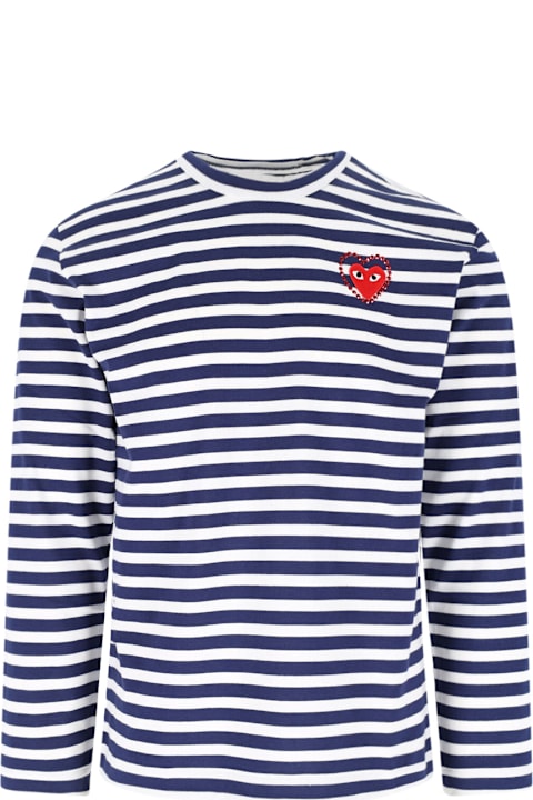 Comme des Garçons Play for Men Comme des Garçons Play 'emblem' Striped T-shirt With Rhinestones