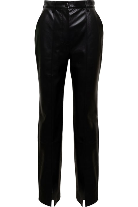 Nanushka Pants & Shorts for Women Nanushka Black Slim Pants With Slits At The Front In Faux Leather Woman