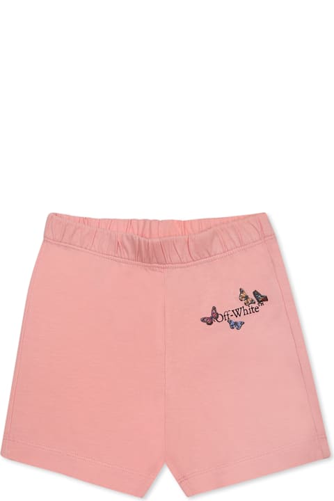 خصم على رُضع بنات Off-White Pink Shorts For Baby Girl With Logo