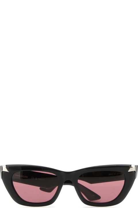 ウィメンズ Alexander McQueenのアイウェア Alexander McQueen Black Acetate Punk Rivet Sunglasses