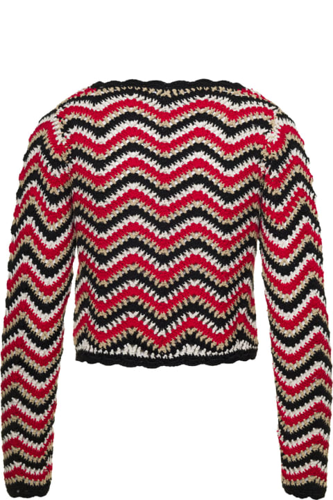 Sweaters for Women Ganni Red Crochet Cardigan In Organic Cotton Woman