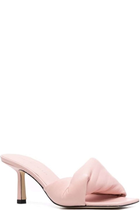 Studio Amelia Woman's  Pink Quilted Leather Twist Mules