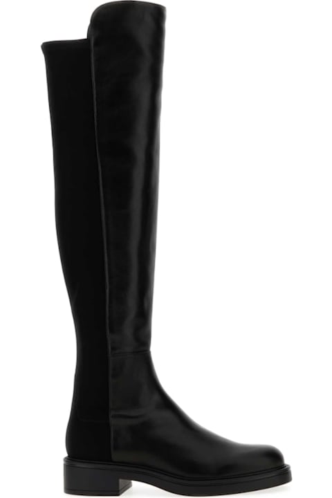 Homeware Stuart Weitzman Black Nappa Leather And Fabric Celia Boots