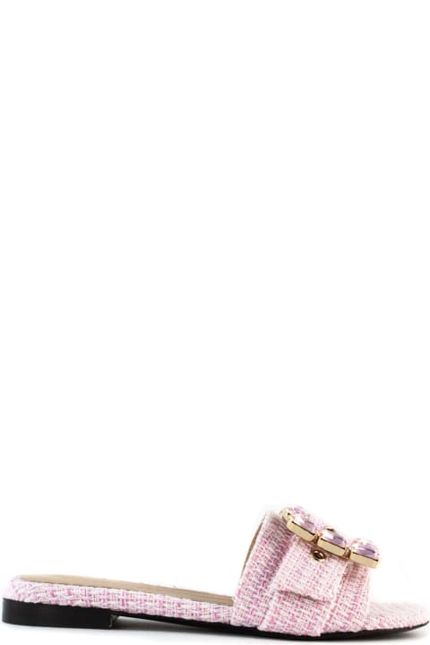 Fashion for Women Roberto Festa White And Pink Boucle Fade Sandal