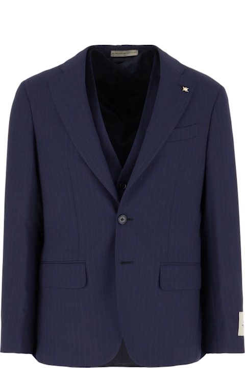 Corneliani Suits for Men Corneliani Embroidered Stretch Wool Blend Suit
