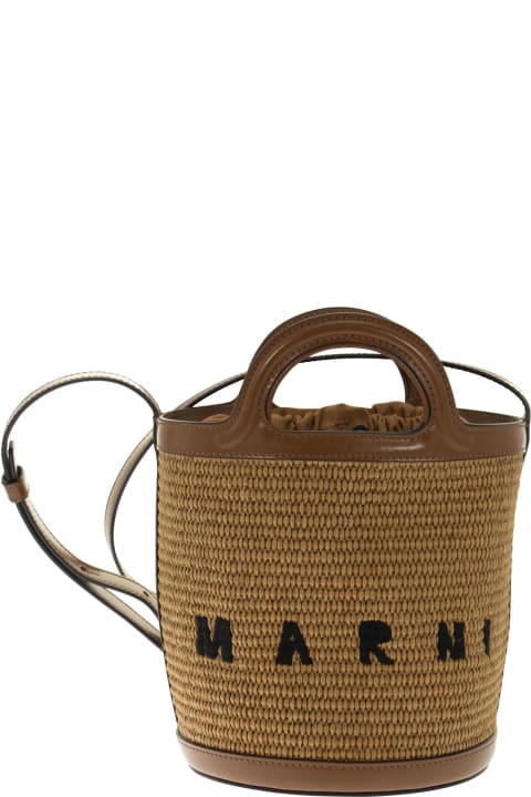 Marni Bags for Women Marni Tropicalia - Raffia And Calfskin Bucket Bag