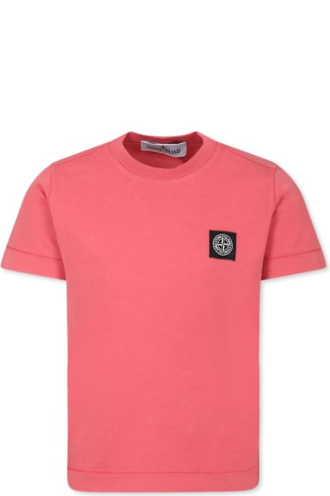 أدوات منزلية Stone Island Junior Red T-shirt With Round Neck And Logo Patch On The Front In Cotton Boy