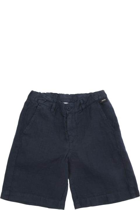 Aspesi Bottoms for Boys Aspesi Blue Bermuda Shorts With Logo Patch In Linen Boy