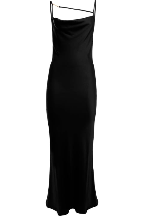 Black Mermaid Dress In Satin With Criss-corss Lace Detail Anna Molinari Woman