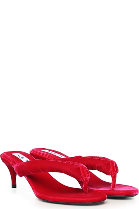 Homeware Alaia Velvet Heeled Flip-flop Mule