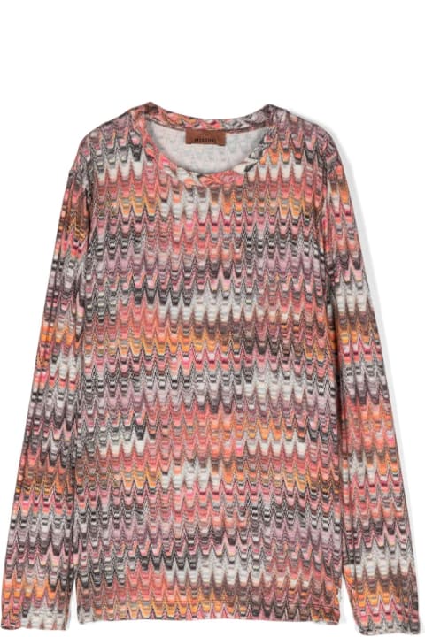 Missoni Kids قمصان بياقة دائرية وقمصان البولو لـ بنات Missoni Kids T-shirt Con Stampa Zigzag