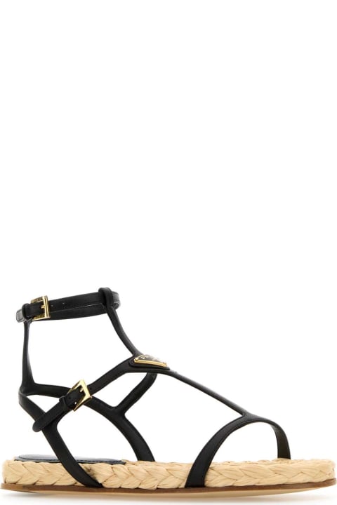 The Shoe Club for Women Prada Black Leather Sandals