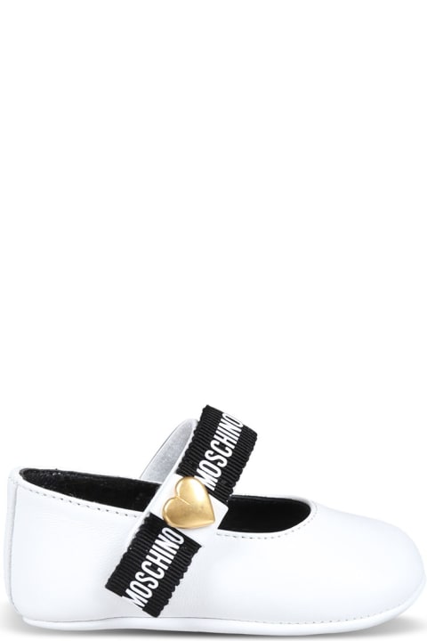 Moschino Shoes for Baby Boys Moschino White Ballet Flats For Baby Girl With Heart