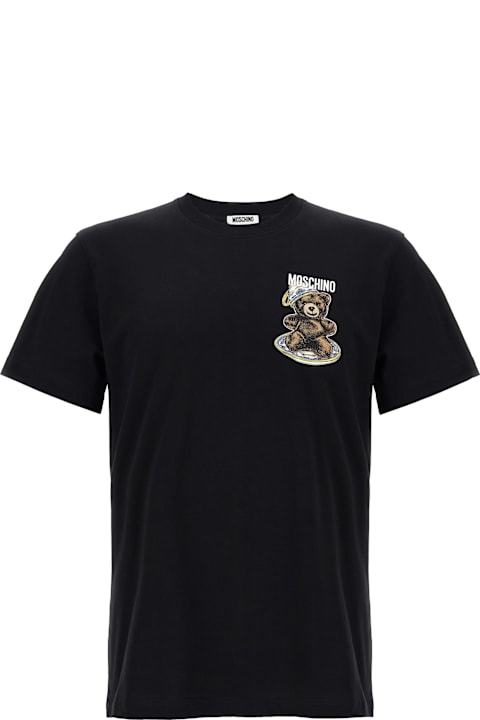 Moschino ロコフリントクルネックTシャツ 07030541 J2555 Organic Jersey T-shirt Goose Embroidery | Moschino