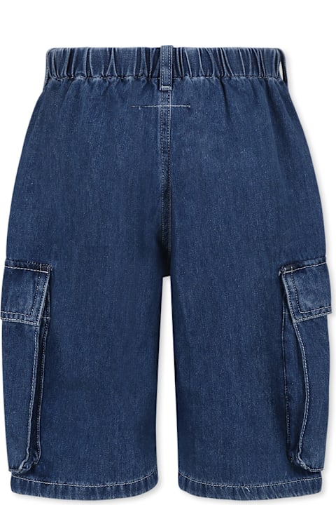 Homeware MM6 Maison Margiela Blue Cargo Shorts For Kids With White Logo