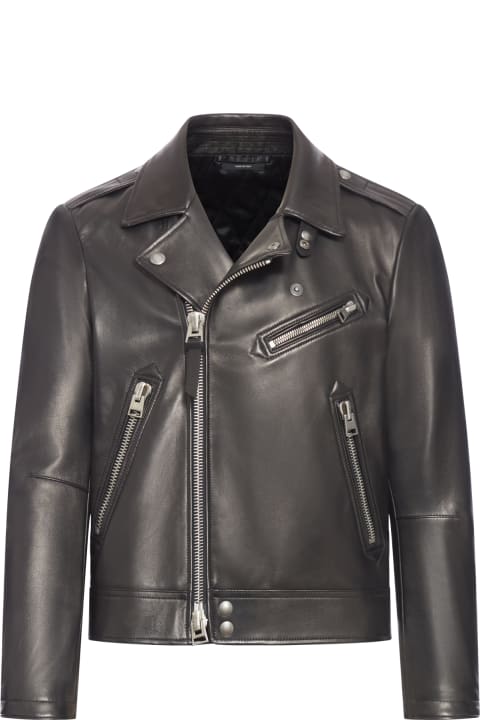 Tom Ford Coats & Jackets for Men Tom Ford Nappa Grain Leather Asymmetric Biker