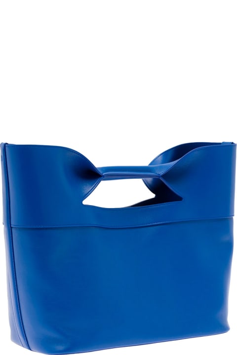 The Bow Small Electric Blue Handbag In Leather Alexander Mcqueen Woma