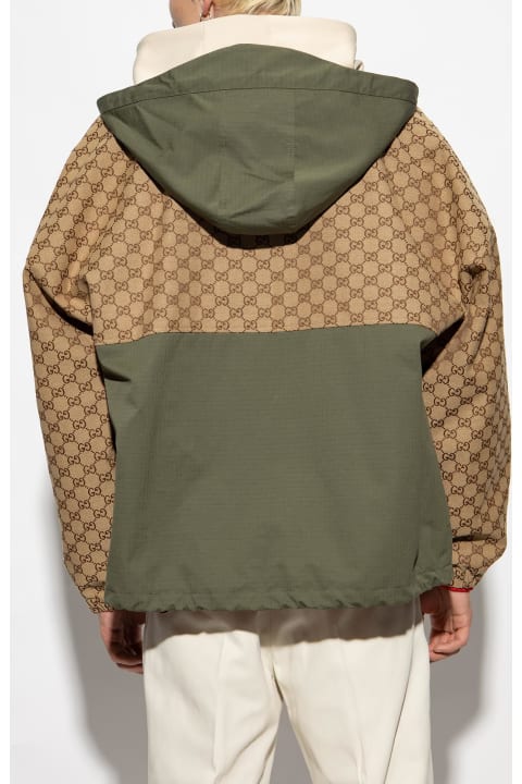 ジャケット GUCCI 'GG' hooded jacket Gucci Men's GG Jacquard Hooded Jacket in Black Gucci