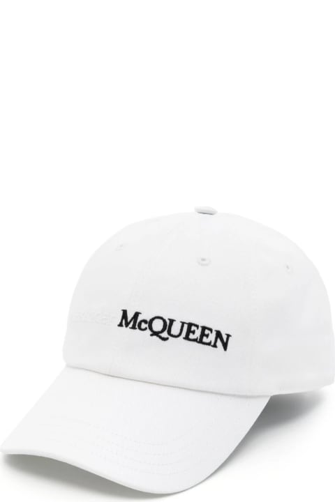 Alexander McQueen Hats for Men Alexander McQueen White Baseball Hat With Mcqueen Signature