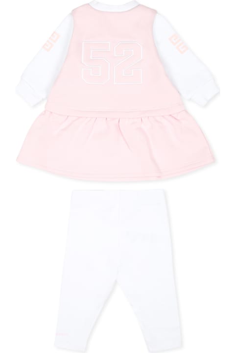 أطقم وبودي سوت لـ رُضع بنات Givenchy Pink Suit For Baby Girl With Logo And Rhinestones