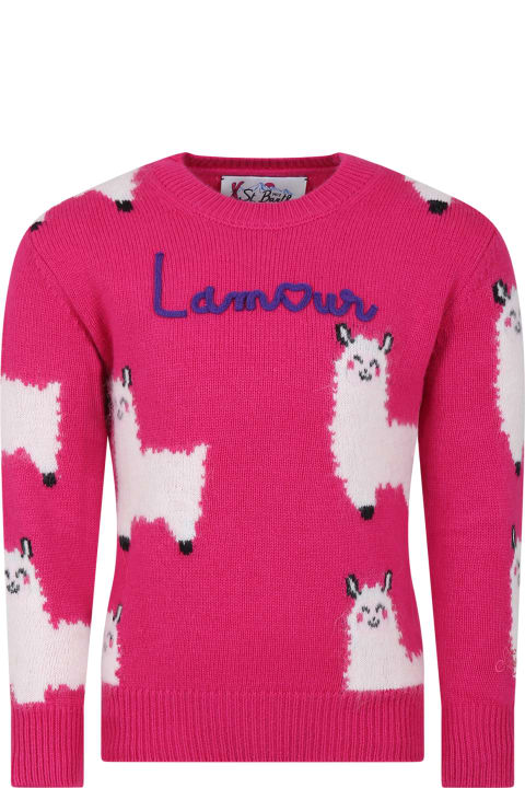Homeware MC2 Saint Barth Fuchsia Sweater For Girl With Alpaca