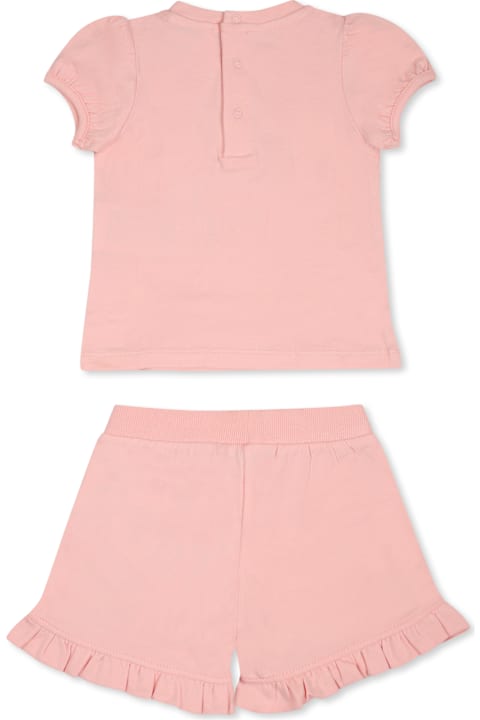 Homeware Moschino Pink Suit For Baby Girl With Teddy Bear