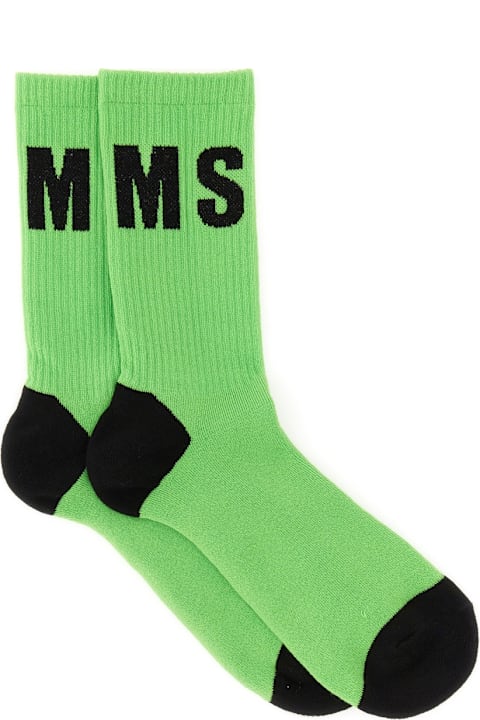 靴下・ソックス MSGM COTTON SOCKS WITH LOGO MSGM - White Cotton Logo Ankle Socks | Childrensalon