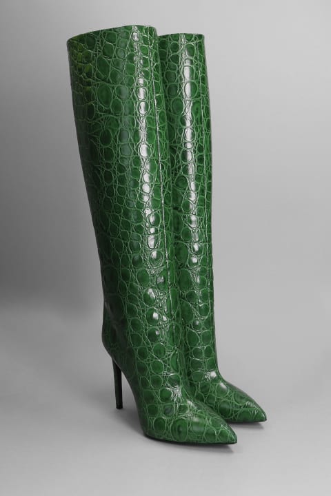 High Heels Boots In Green Leather