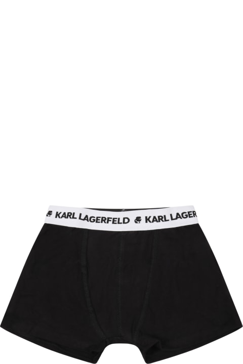 Karl Lagerfeld Kids Underwear for Boys Karl Lagerfeld Kids Black Set For Boy With White Logo