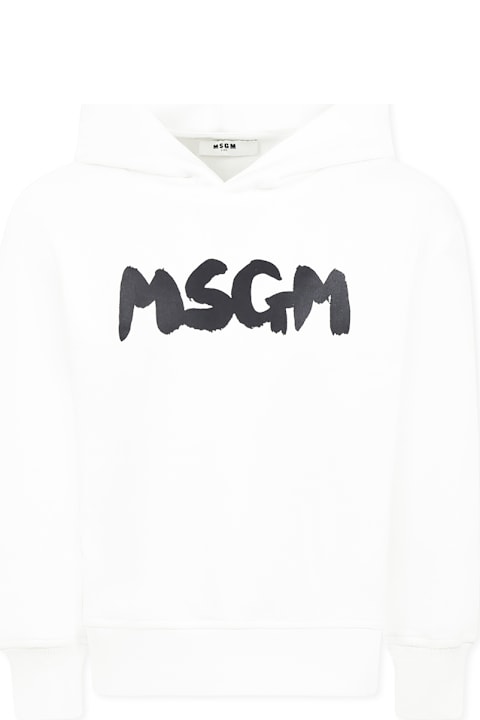 أدوات منزلية MSGM White Sweatshirt For Kids With Logo