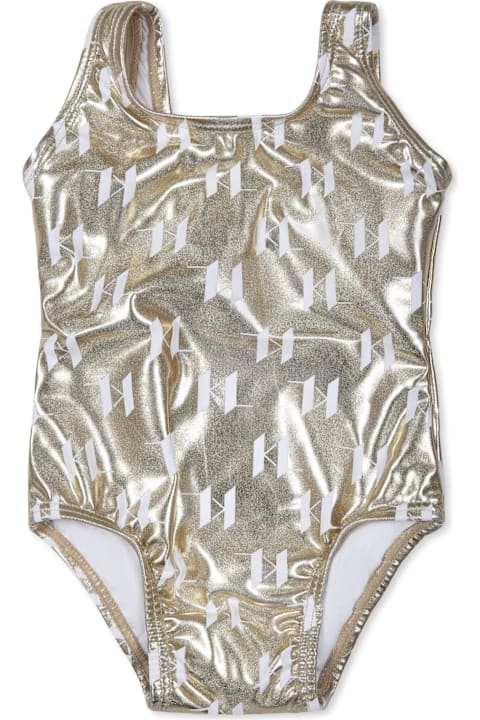 Homeware Karl Lagerfeld Kids Gold Swimsuit For Baby Girl With Logo