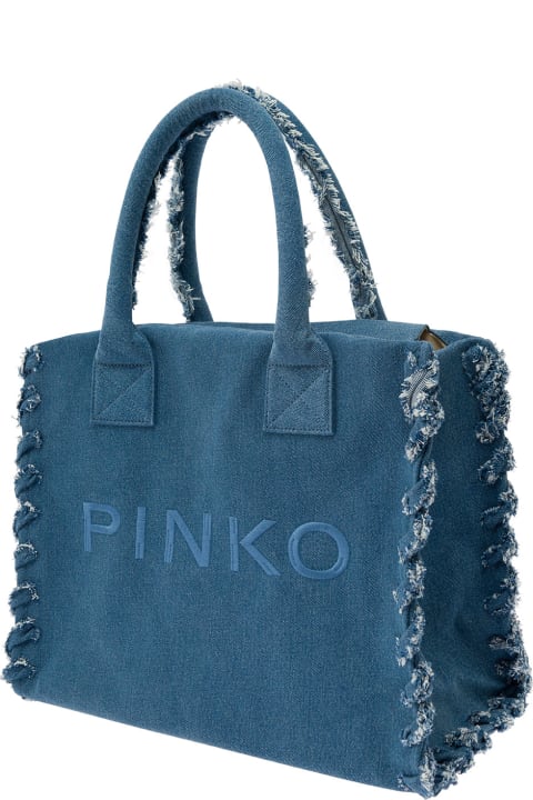 Pinko for Women Pinko Cotton Denim Tote Bag With Logo