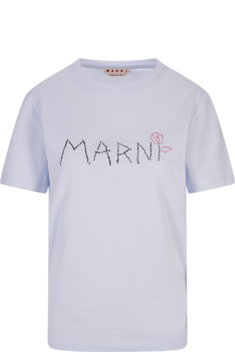 Marni Topwear for Women Marni Light Blue T-shirt With Marni Stitching