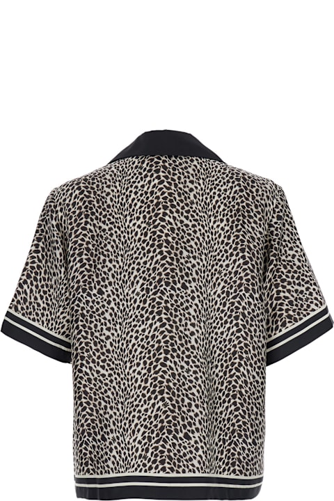 AMIRI Shirts for Men AMIRI Black Bowling Shirt With Leopard Print In Silk Man