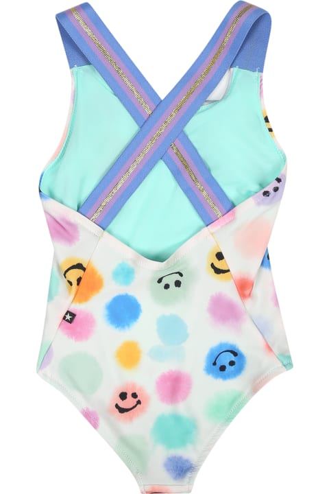 ボーイズ Moloの水着 Molo White Swimsuit For Baby Girl With Polka Dots And Smiley