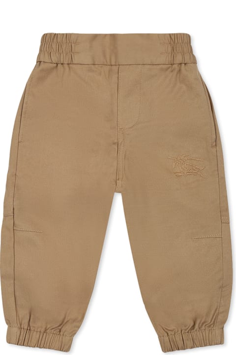آخر صيحات الموضة من رُضع بنات Burberry Beige Trousers For Baby Boy With Equestrian Knight Logo