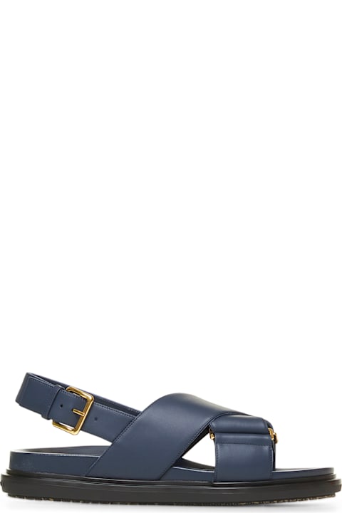 Marni Sandals for Women Marni Blue Leather Fussbett Sandals Marni