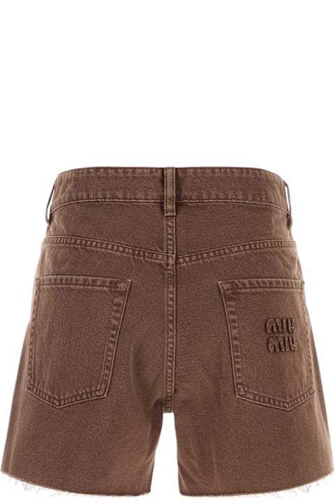 Miu Miu Clothing for Women Miu Miu Brown Denim Shorts