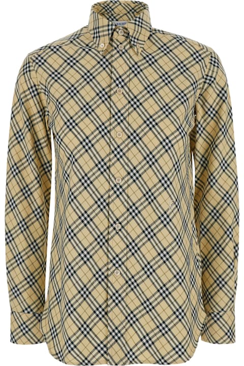 Burberry Topwear for Women Burberry Beige Oversize Shirt With All-over Check Motiv In Cotton Woman