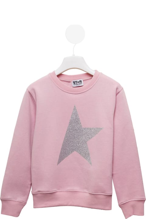 Star  Pink Cotton Sweatshirt  Golden Goose Kids Girl