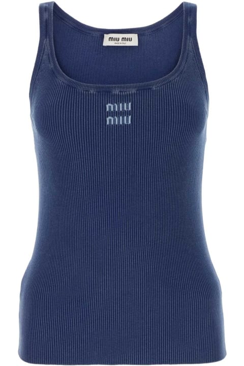Fashion for Women Miu Miu Blue Cotton Tank Top