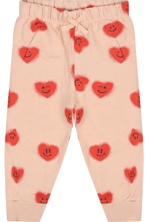 Molo Bottoms for Baby Boys Molo Pink Trousers For Baby Girl With Smiley