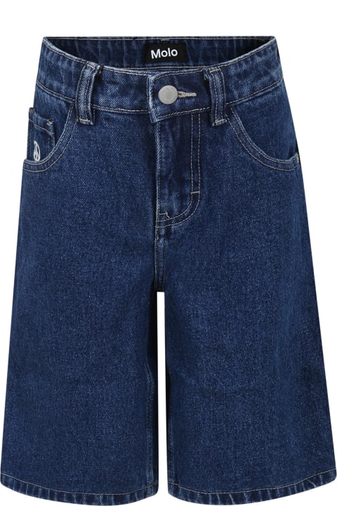 Molo Kids Molo Blue Shorts For Boy With Logo