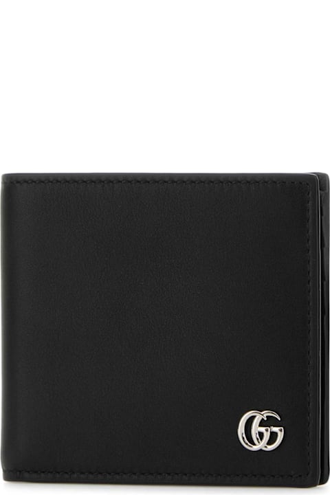 Gucci Black Leather Gg Marmont Wallet