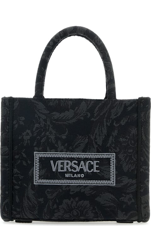 ウィメンズ バッグのセール Versace Extra Smalltote Embroidery Jacquard Barocco+calf