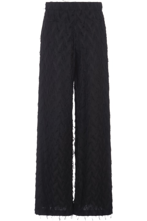 Fashion for Women MSGM Wide Black Trousers In Fluid Viscose Fil Coupè Fabric