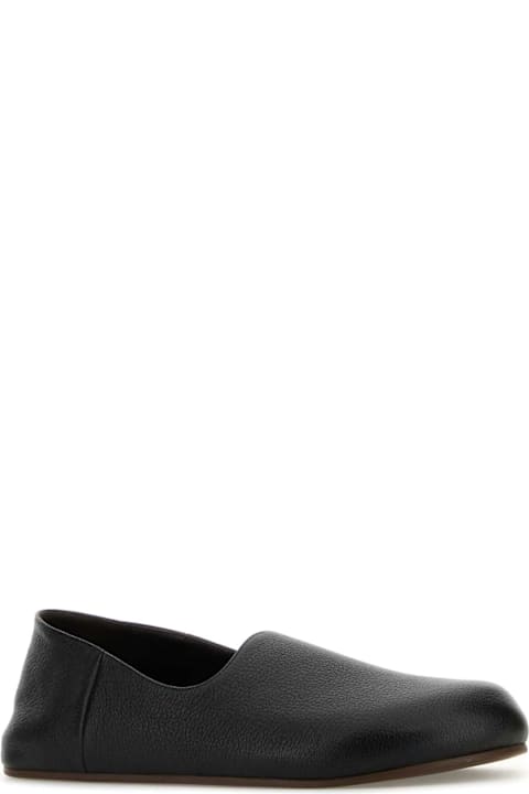 The Row Shoes for Men The Row Black Leather Hugh Slip-ons
