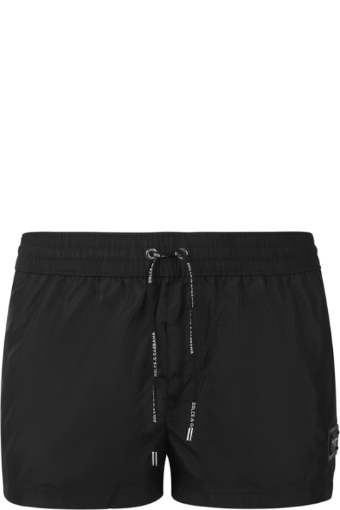 Dolce & Gabbana for Men Dolce & Gabbana Black Polyester Swimming Shorts