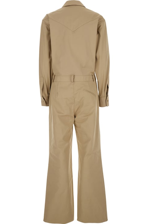 Federica Tosi for Women Federica Tosi Beige Jumpsuit With Patch Pockets On The Chest And Belt Loops On The Waist In Fabric Woman