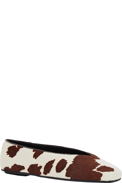 Homeware Jeffrey Campbell Brown Ballet Shoes With Animalier Print In Tech Fabric Woman